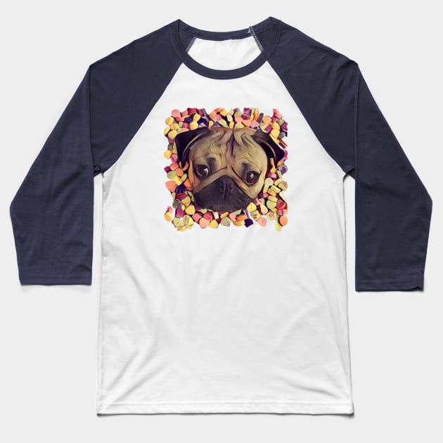 candy-pug Baseball T-Shirt by puglove